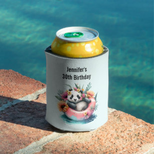 Cute Panda Chilling in an Inner Tube Can Cooler