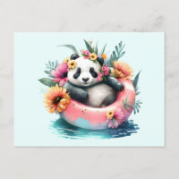 Cute Panda Chilling in an Inner Tube