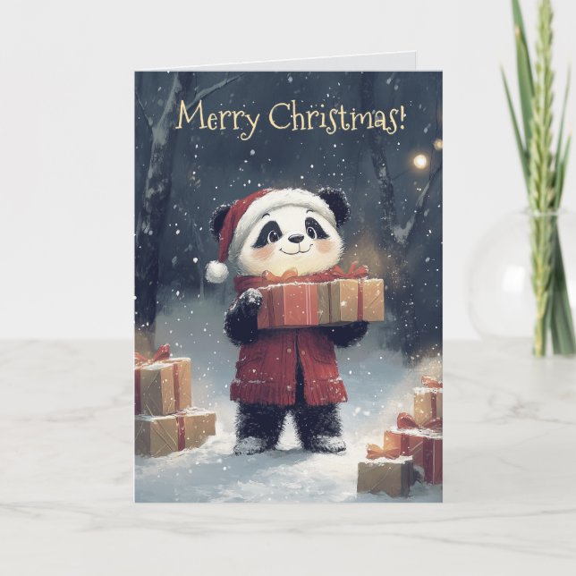 Cute Panda Christmas Card (Front)