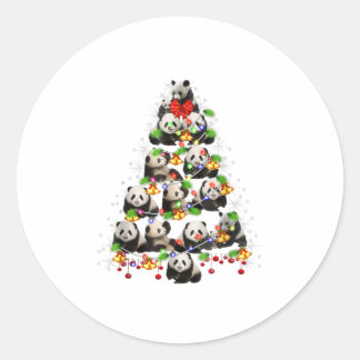 Cute Panda Christmas Tree Gift Decor Xmas Tr Classic Round Sticker