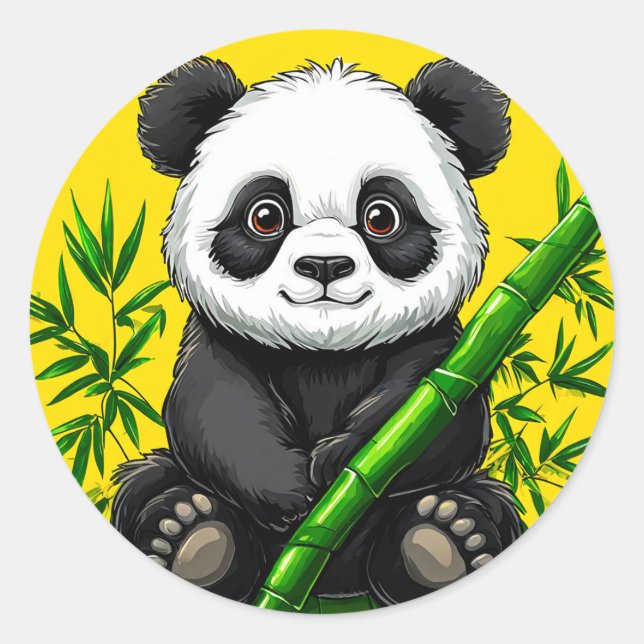 Cute panda classic round sticker (Front)