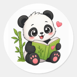 cute panda classic round sticker