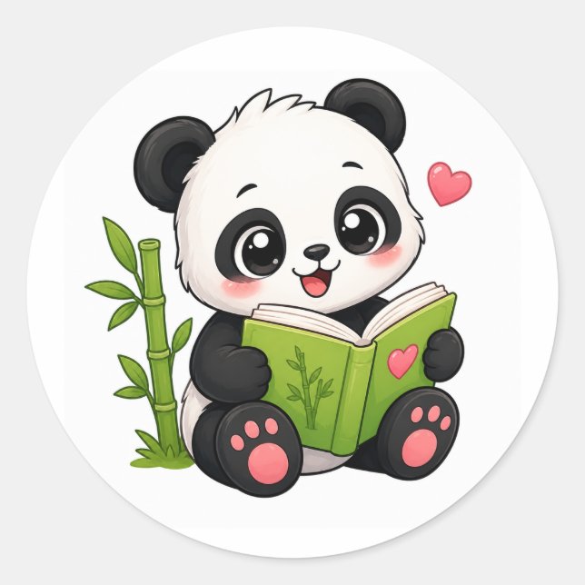 cute panda classic round sticker (Front)