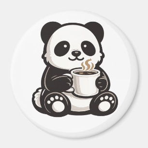 Cute Panda Coffee – Kawaii Panda Holding Coffee  Magnet