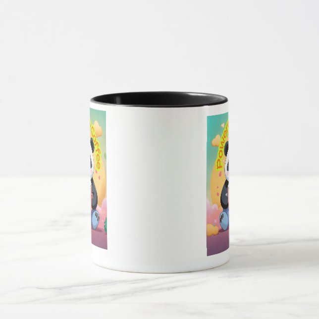 Cute Panda Coffee Mug – “Powered by Coffee”  (Center)