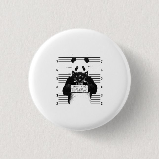 Cute Panda Crime Professional Heart Stealer Funny 3 Cm Round Badge (Front)