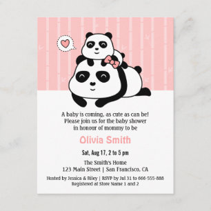 Cute Panda Cub and Mummy Baby Shower Invitations