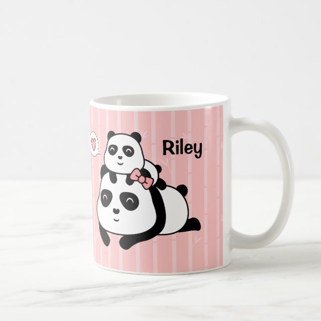 Cute Panda Cub and Mummy Kids Personalised Mug (Right)