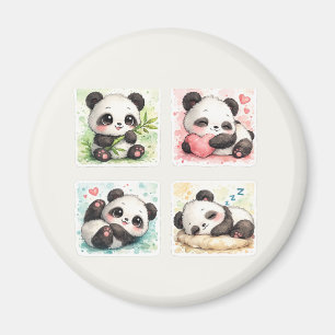 Cute Panda Custom Magnet Aesthetic Watercolor 