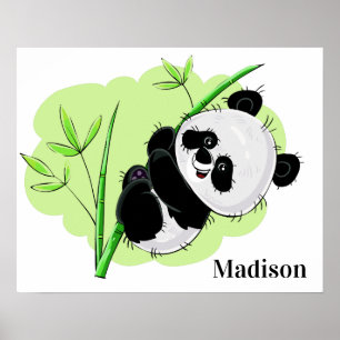 Cute Panda custom name poster