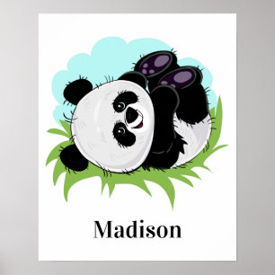 Cute Panda custom name poster