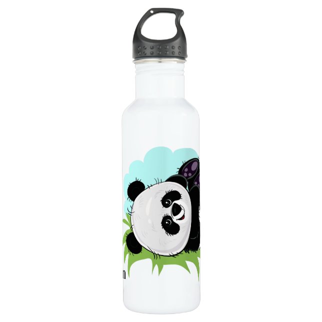 Cute Panda custom name water bottles (Front)