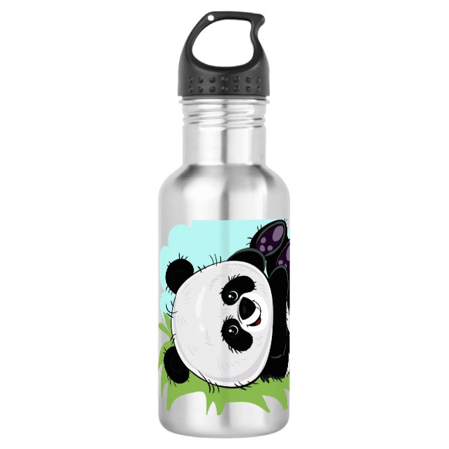 Cute Panda custom name water bottles (Front)
