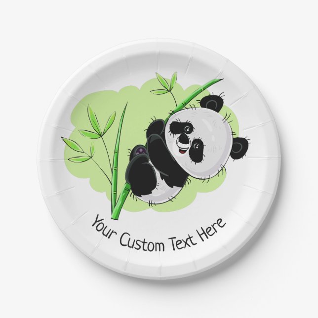 Cute Panda custom text paper plates (Front)