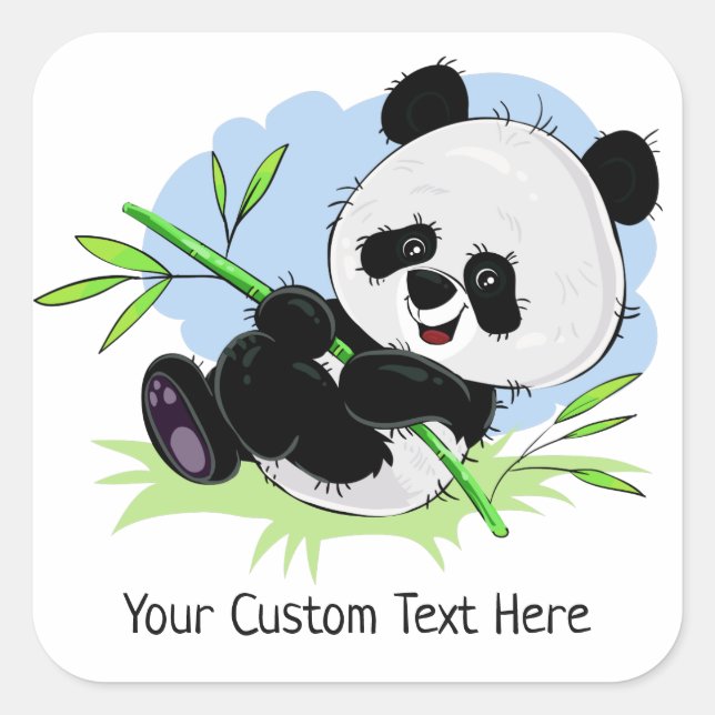 Cute Panda custom text stickers (Front)