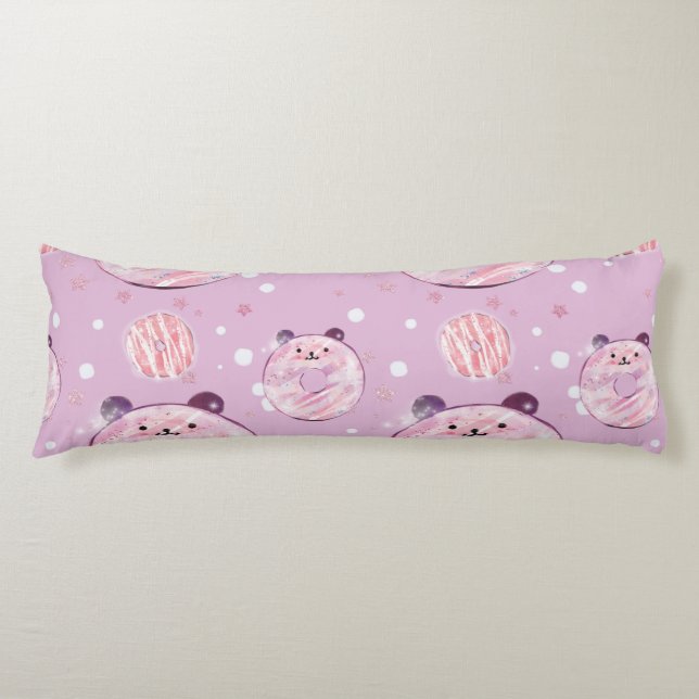 Cute Panda Doughnuts – Pastel Aesthetic Body Cushion (Front)