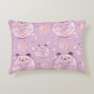 Cute Panda Doughnuts – Pastel Aesthetic Decorative Cushion
