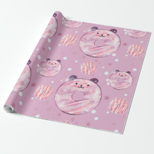 Cute Panda Doughnuts – Pastel Aesthetic Wrapping Paper