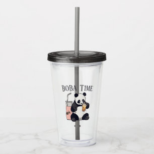 Cute Panda drinking bubble tea, boba tea Acrylic Tumbler