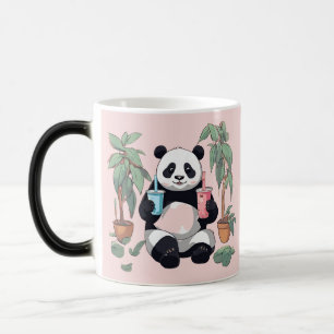 Cute Panda drinking bubble tea, boba tea Magic Mug