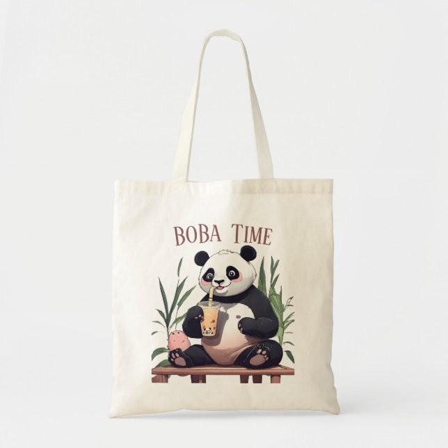  Cute Panda drinking bubble tea, boba tea Tote Bag (Front)