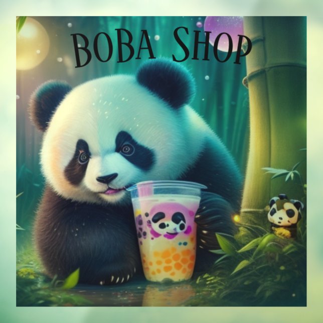  Cute Panda drinking bubble tea, boba tea Window Cling (Sheet 3)