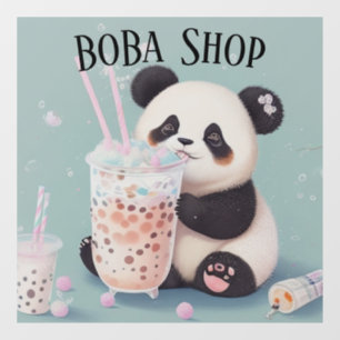  Cute Panda drinking bubble tea, boba tea Window Cling