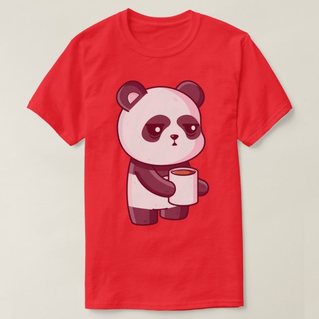 Cute panda drinking coffee T-Shirt (Design Front)