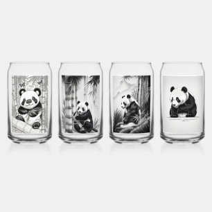Cute Panda Drinkware Set Can Glass
