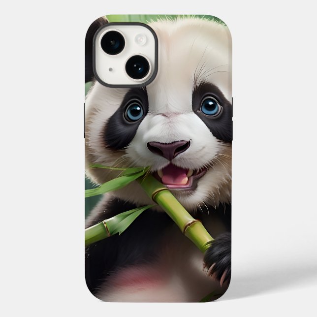 Cute Panda Eating Bamboo Case-Mate iPhone Case (Back)
