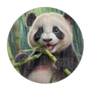 Cute Panda Eating Bamboo Cutting Board