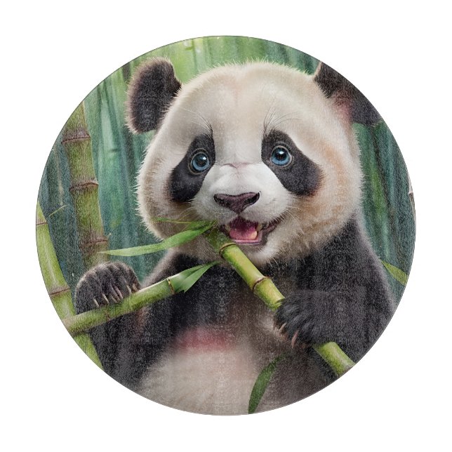 Cute Panda Eating Bamboo Cutting Board (Front)