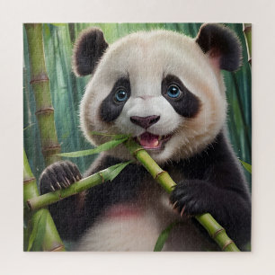Cute Panda Eating Bamboo Jigsaw Puzzle