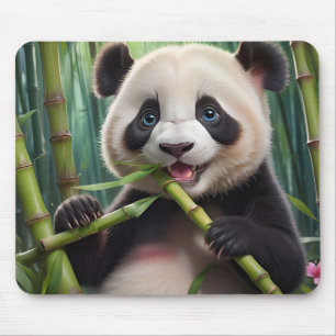 Cute Panda Eating Bamboo Mouse Mat