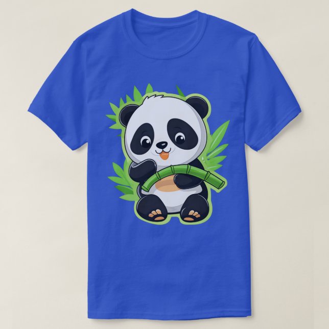 Cute Panda eating Bamboo T-Shirt (Design Front)
