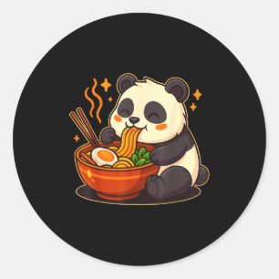 Cute Panda Eating Ramen Noodles  Classic Round Sticker