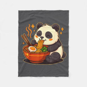 Cute Panda Eating Ramen Noodles Fleece Blanket