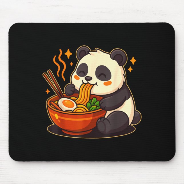 Cute Panda Eating Ramen Noodles  Mouse Mat (Front)