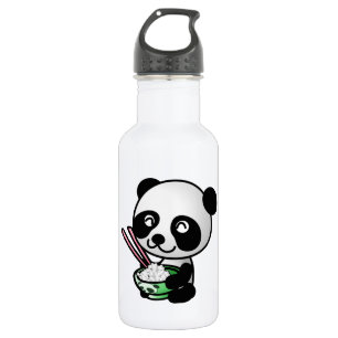Cute Panda Eating Rice from Bowl with Chopsticks 532 Ml Water Bottle