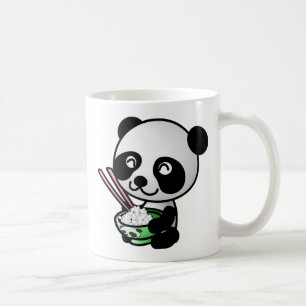 Cute Panda Eating Rice from Bowl with Chopsticks Coffee Mug