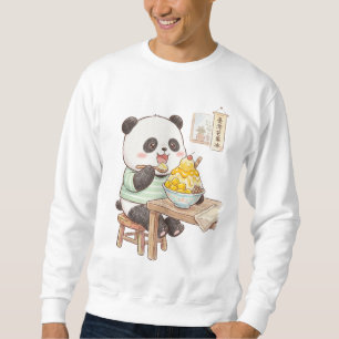 Cute Panda Eating Taiwanese Mango Shaved Ice Foodi Sweatshirt