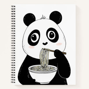 Cute Panda Eating Udon Noodles Notebook