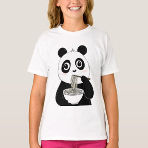 Cute Panda Eating Udon Noodles T-Shirt