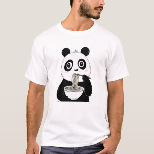 Cute Panda Eating Udon Noodles T-Shirt