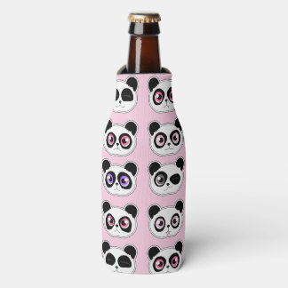 Cute Panda Expression Pink Bottle Cooler