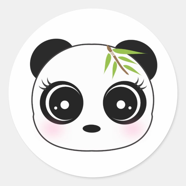 Cute panda face classic round sticker (Front)
