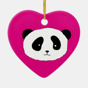 Cute Panda Face pattern pink Ceramic Tree Decoration