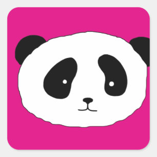 Cute Panda Face pattern pink Square Sticker
