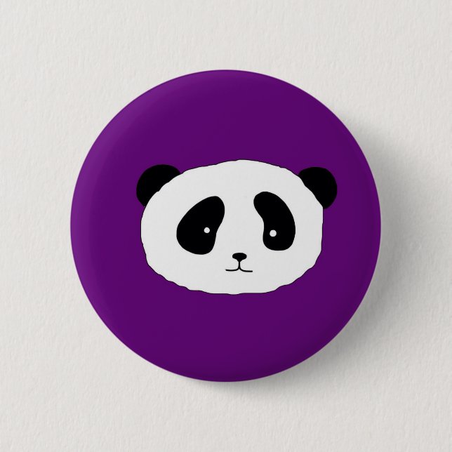 Cute Panda Face pattern purple 6 Cm Round Badge (Front)