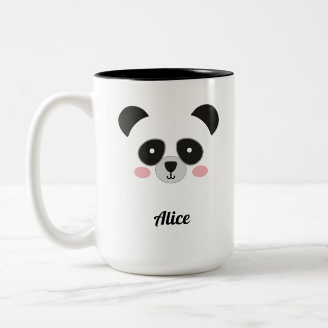 Cute Panda Face Personalised Mug – Custom Name (Left)